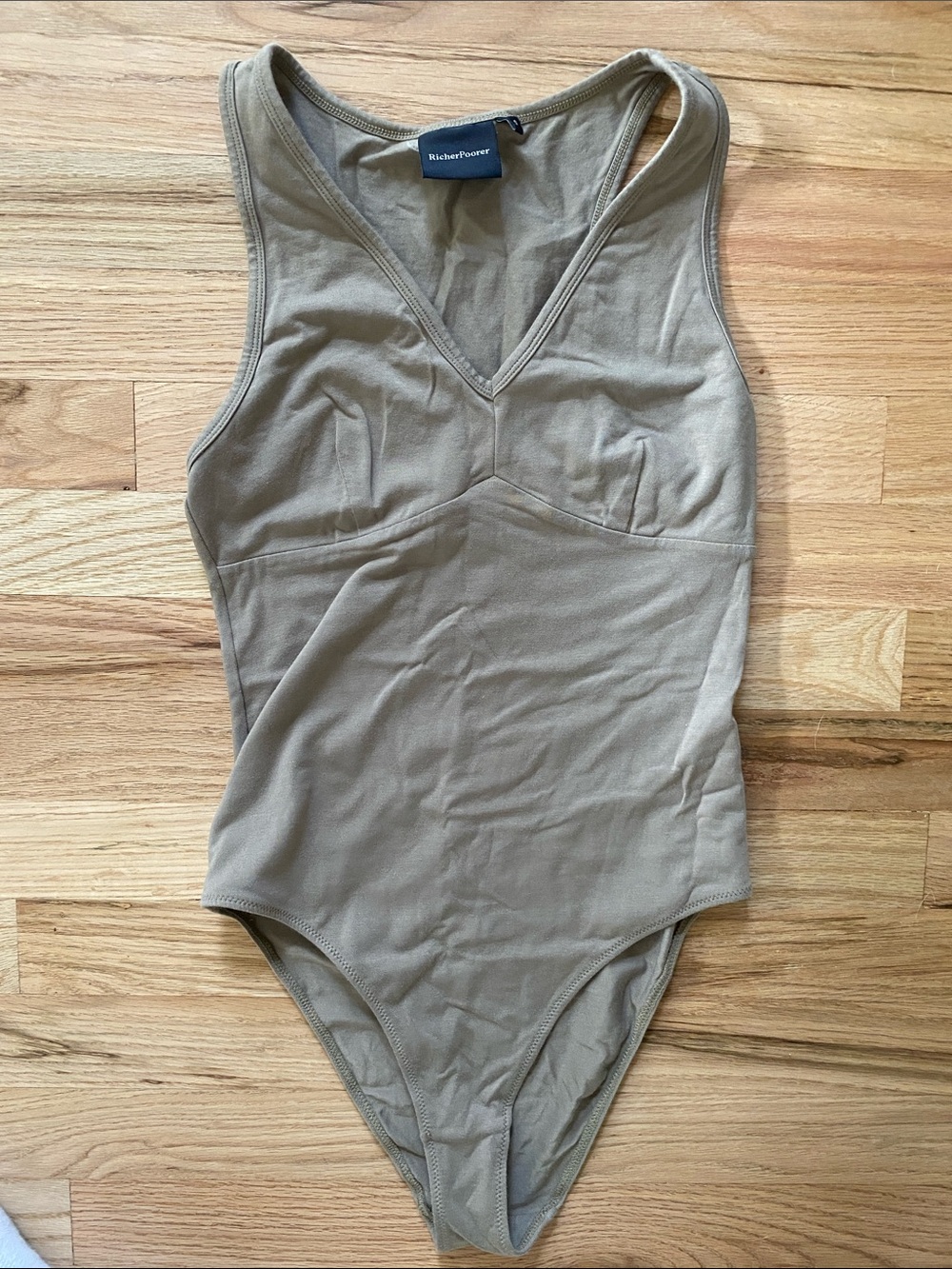 Richer Poorer Sleeveless V-Neck Bodysuit in Taupe